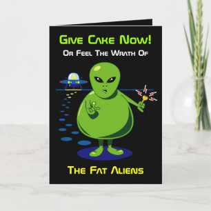 Fat Alien Invasion Birthday Card
