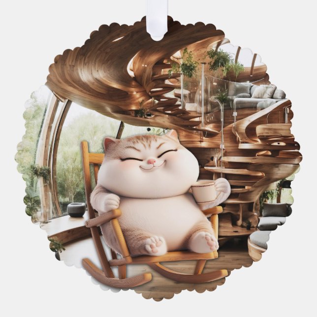 Fat And Sassy Coffee Time Ornament Card (Front)