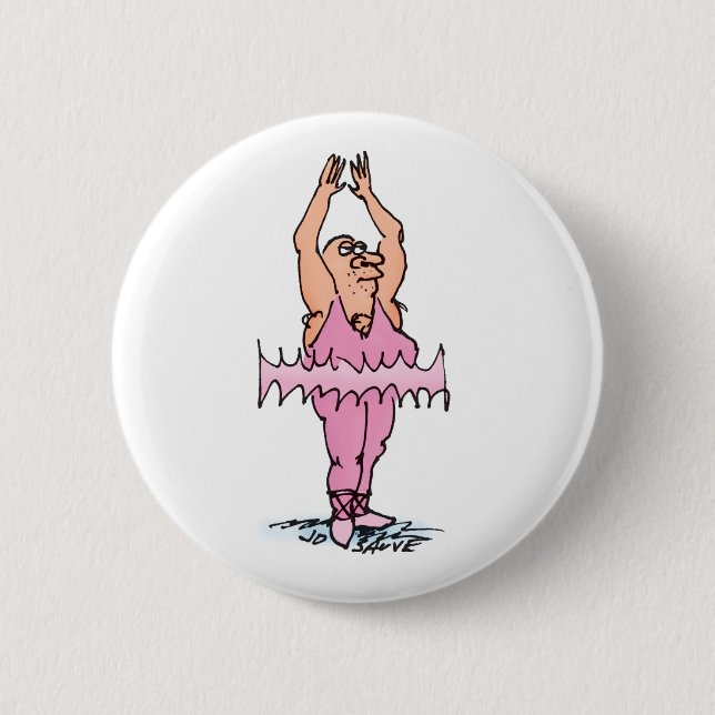 Fat Ballet Dancer in PInk Tutu 2 Inch Round Button (Front)