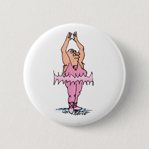 Fat Ballet Dancer in PInk Tutu 2 Inch Round Button