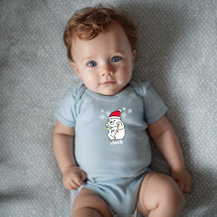 Fat Bear, Snowflakes,Christmas Lights,Personalized Baby Bodysuit