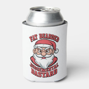Fat Bearded Judgemental Bastard Hilarious Santa  Can Cooler