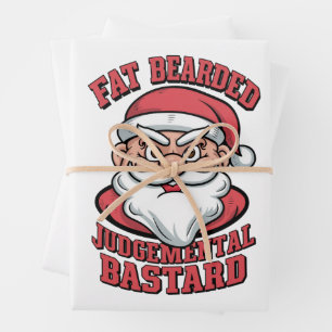 Fat Bearded Judgemental Bastard Hilarious Santa  Wrapping Paper Sheet