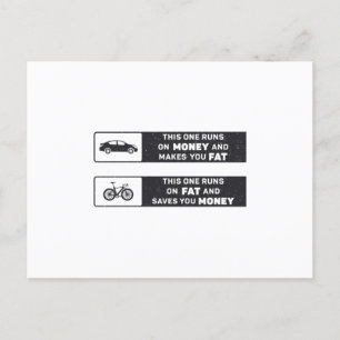 Fat Bike This One Runs On Money Biker Bike Fatbike Postcard