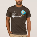 fat blue bird T-Shirt<br><div class="desc">A fat cartoon bird (mascot for justinbird.com) sitting on a branch with a grunge floral background</div>