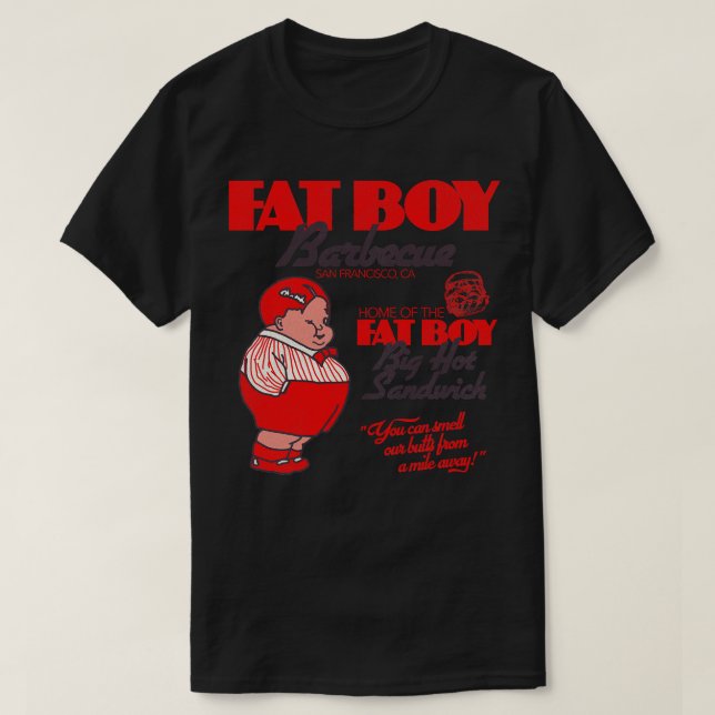 Fat Boy Barbecue Retro BBQ Restaurant San Francisc T-Shirt (Design Front)