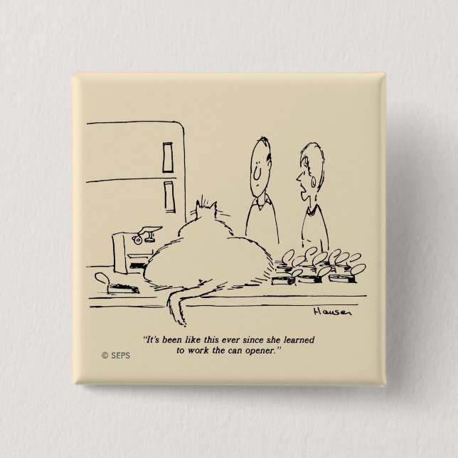 Fat Cat 2 Inch Square Button (Front)