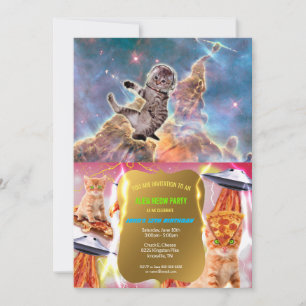 Fat cat astronaut invitation