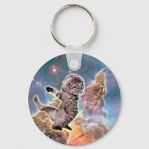 Fat cat astronaut keychain
