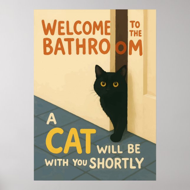 Fat Cat Bathroom Sign – Funny Cat Bathroom (Front)