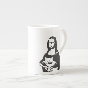 Fat cat by da vinci - Choose background color Bone China Mug
