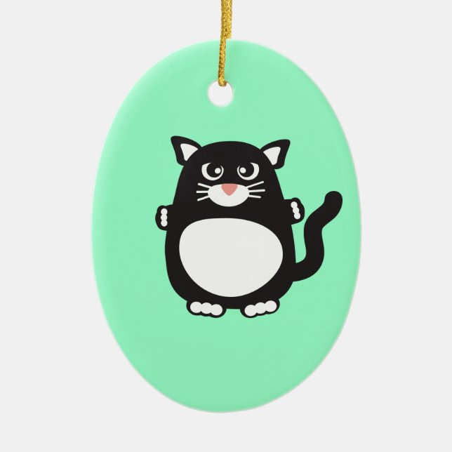 Fat Cat Ceramic Ornament (Front)