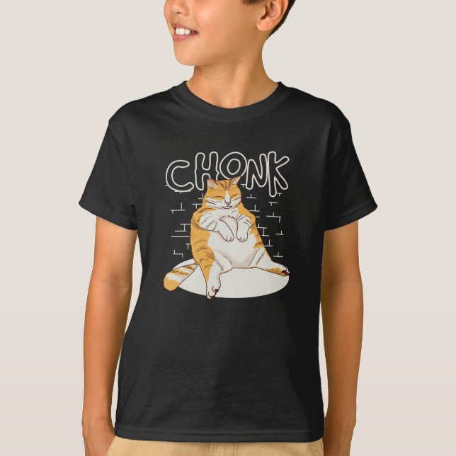 Fat Cat Chonk Scale Chonky Meme Chonker Cat T-Shirt (Front)