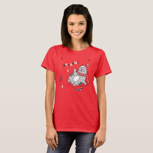 Fat Cat Christmas Illustration  T-Shirt