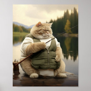 Fat Cat Fishing Poster