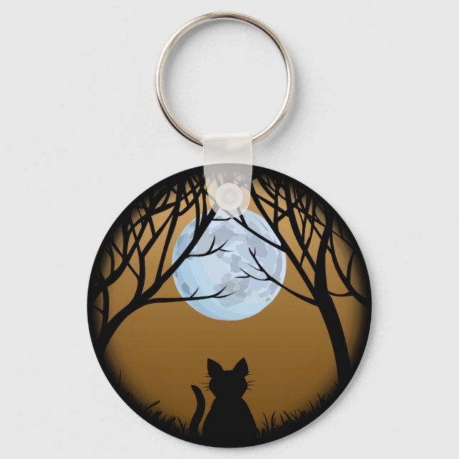 Fat Cat Keychain Black Cat Gifts Pet Keychains (Front)