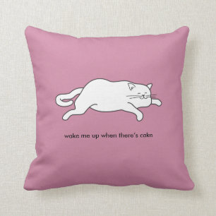 fat cat on cake throw pillow