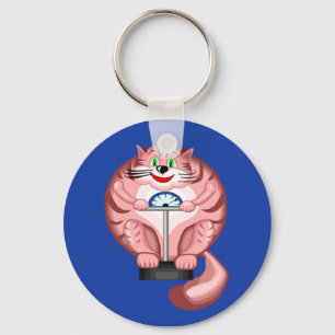 Fat Cat on Scale Keychain