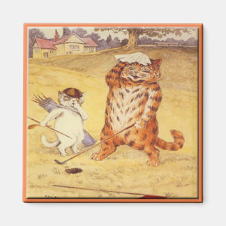 Fat Cat playing golf Magnet