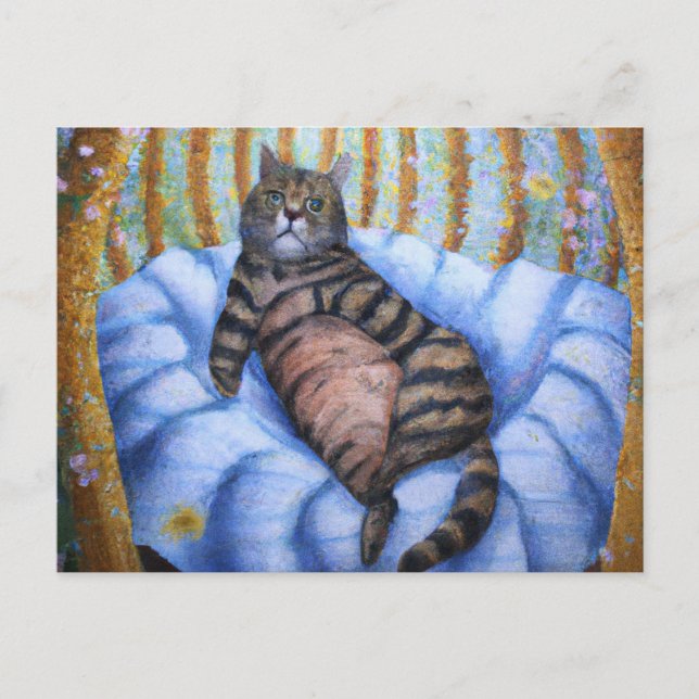 Fat Cat Reclining Postcard (Front)