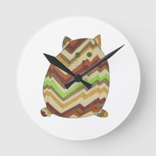 Fat Cat Round Clock
