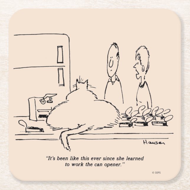 Fat Cat Square Paper Coaster (Front)