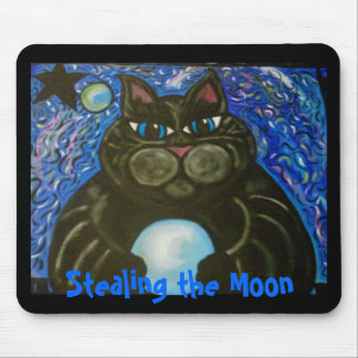 Fat Cat Stealing the Moon Mouse Pad