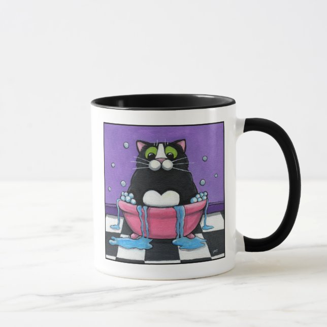 Fat Cat Takes A Bath - Cat Mug (Right)