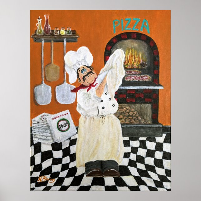 Fat Chef pizza parlour wall art Poster (Front)