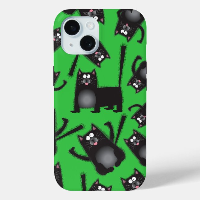 Fat chubby black cat cellphone cover case (Back)