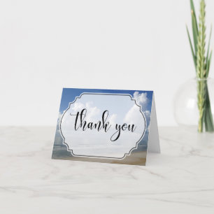 Fat Clouds Over Beach Photo w/ Badge Thank You Card