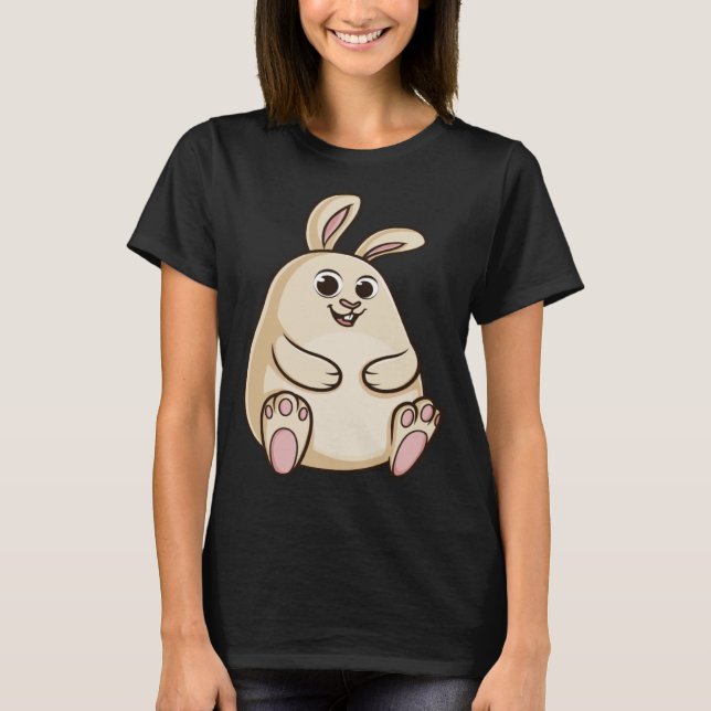 Fat Cute Chubby Rabbit Bunny T-Shirt (Front)