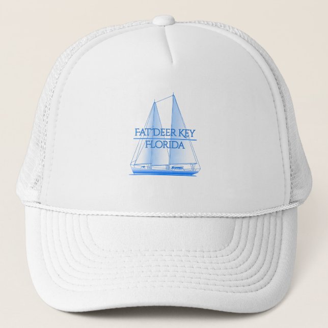 Fat Deer Key Coastal Nautical Sailing Sailor Trucker Hat (Front)