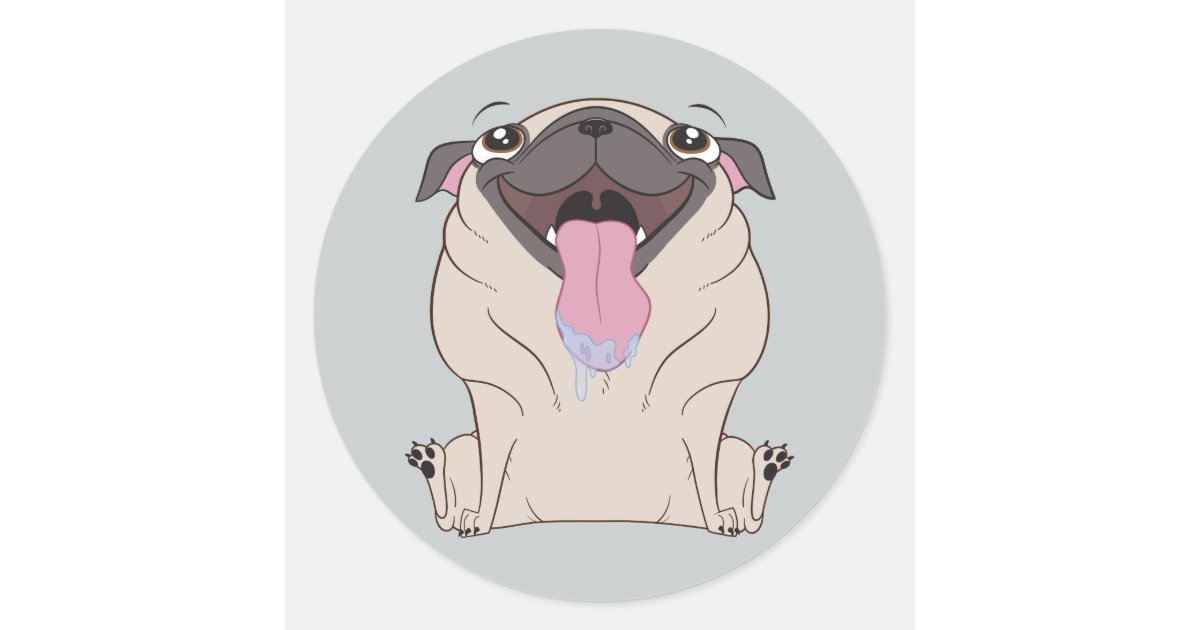 Fat Drooling Cartoon Pug Dog Stickers | Zazzle