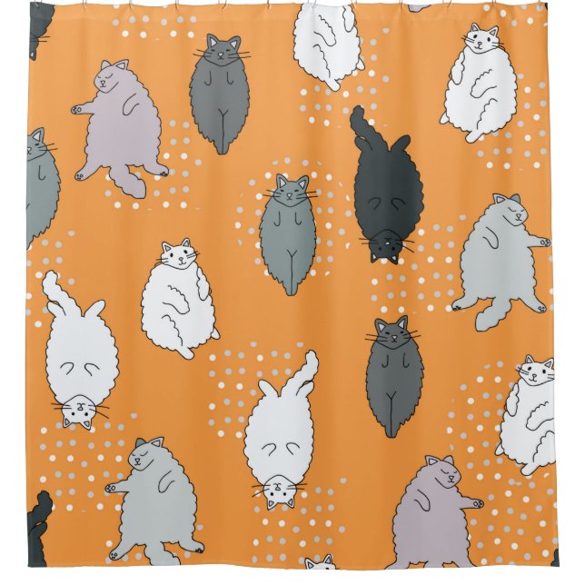 Fat, fluffy cats are lying on their backs. Cute co (Front)