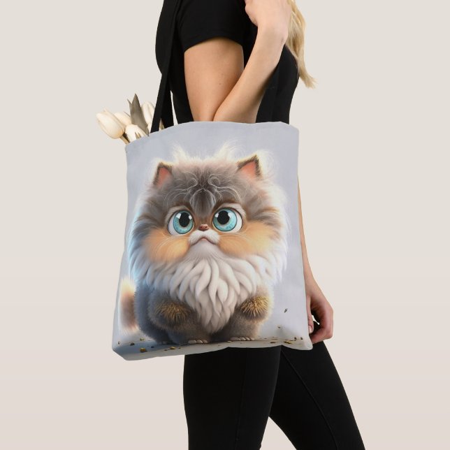 FAT FLUFFY CUTE KITTY CAT TOTE BAG (Close Up)