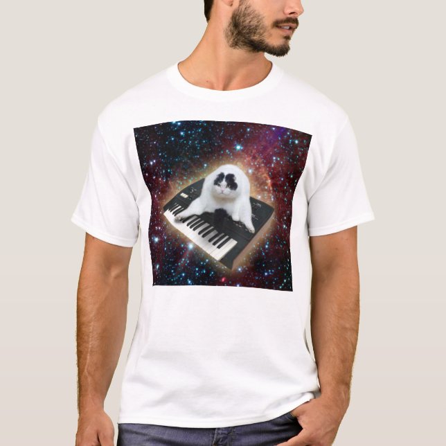 Fat Keyboard Space Cat T-Shirt (Front)