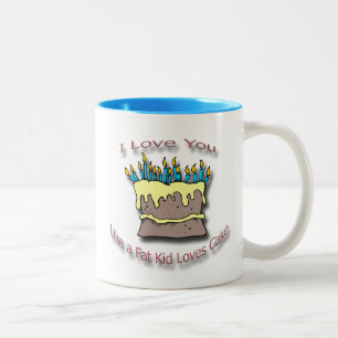 Fat Kid Loves Cake candles Two-Tone Coffee Mug