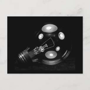 FAT LIGHT BULB B&W POSTCARD