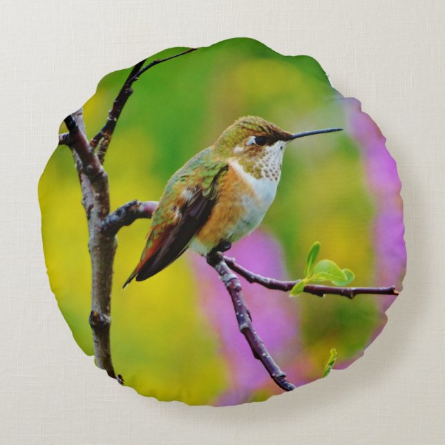 Fat little Hummingbird Round Pillow (Back)