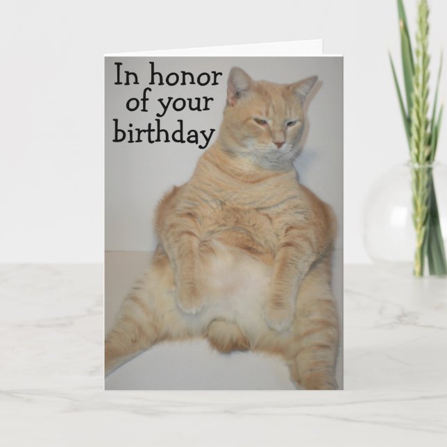 Fat Manx Chat assis drôle Carte d'anniversaire (Devant)