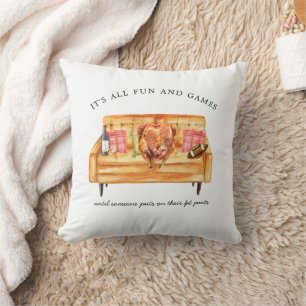 Fat Pants Funny Thanksgiving Turkey Throw Pillow