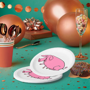 Fat Pink Pig Paper Plate