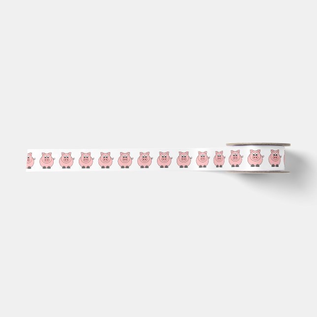 Fat Pink Pig Satin Ribbon (Front)