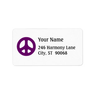 Fat Purple Peace Sign Custom Address Label