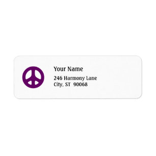Fat Purple Peace Sign Custom Return Label