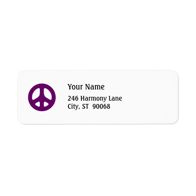 Fat Purple Peace Sign Custom Return Label (Front)
