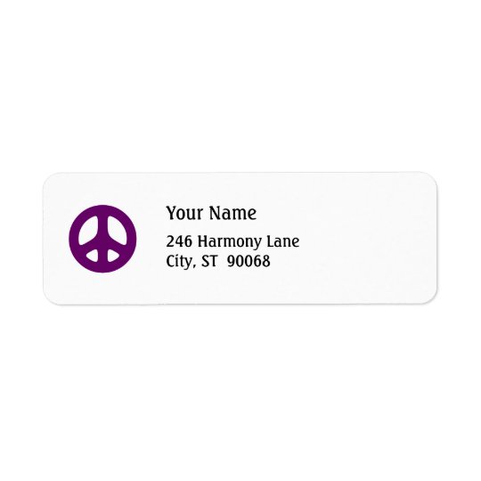 Fat Purple Peace Sign Custom Return Label Return Address Label