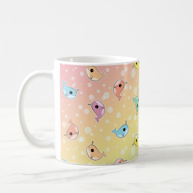 Fat Rainbow Narwhal Pattern Coffee Mug (Left)