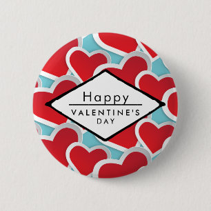 Fat Red Hearts Repeating Pattern Cute 2 Inch Round Button